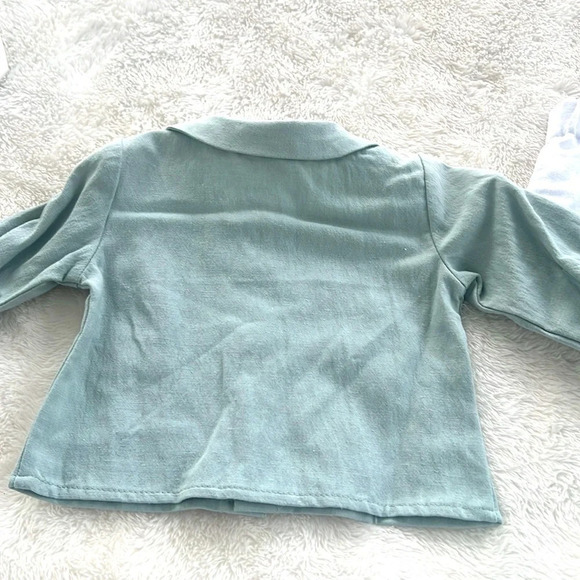 Edgehill Collection NB Suspenders Shorts set Royal Family Sage top, suspenders - Picture 7 of 11